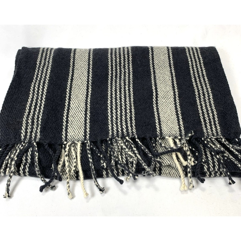 Paul Smith Cashmere Scarf Mens Black Stripe Fringe Armand Diradourian